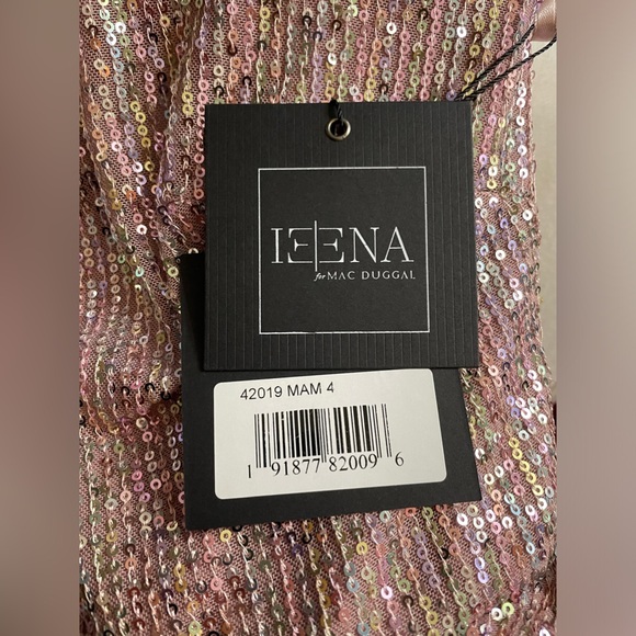 NWT Mac Duggal Sequins One Shoulder Faux Wrap Dress Mauve Multi Color Size 4 - Picture 11 of 12